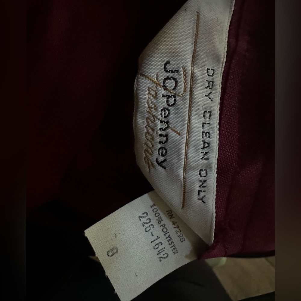 Vintage JCPenney Women's Column Dress- Union Made! Burgundy- 7/8 🕺 - Picture 7 of 8
